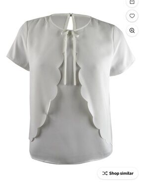 CeCe White Scalloped Blouse – Size Medium – NWOT